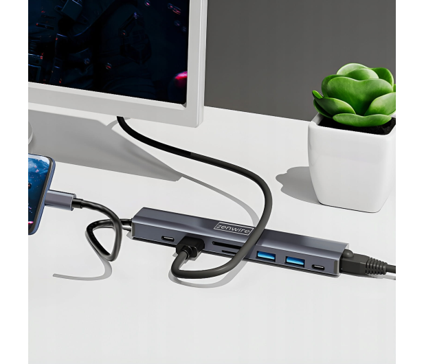 Zenwire Hub USB-C 8w1 HDMI 4K 60 Hz RJ-45 SD Macbook - 1604634 - zdjęcie 4